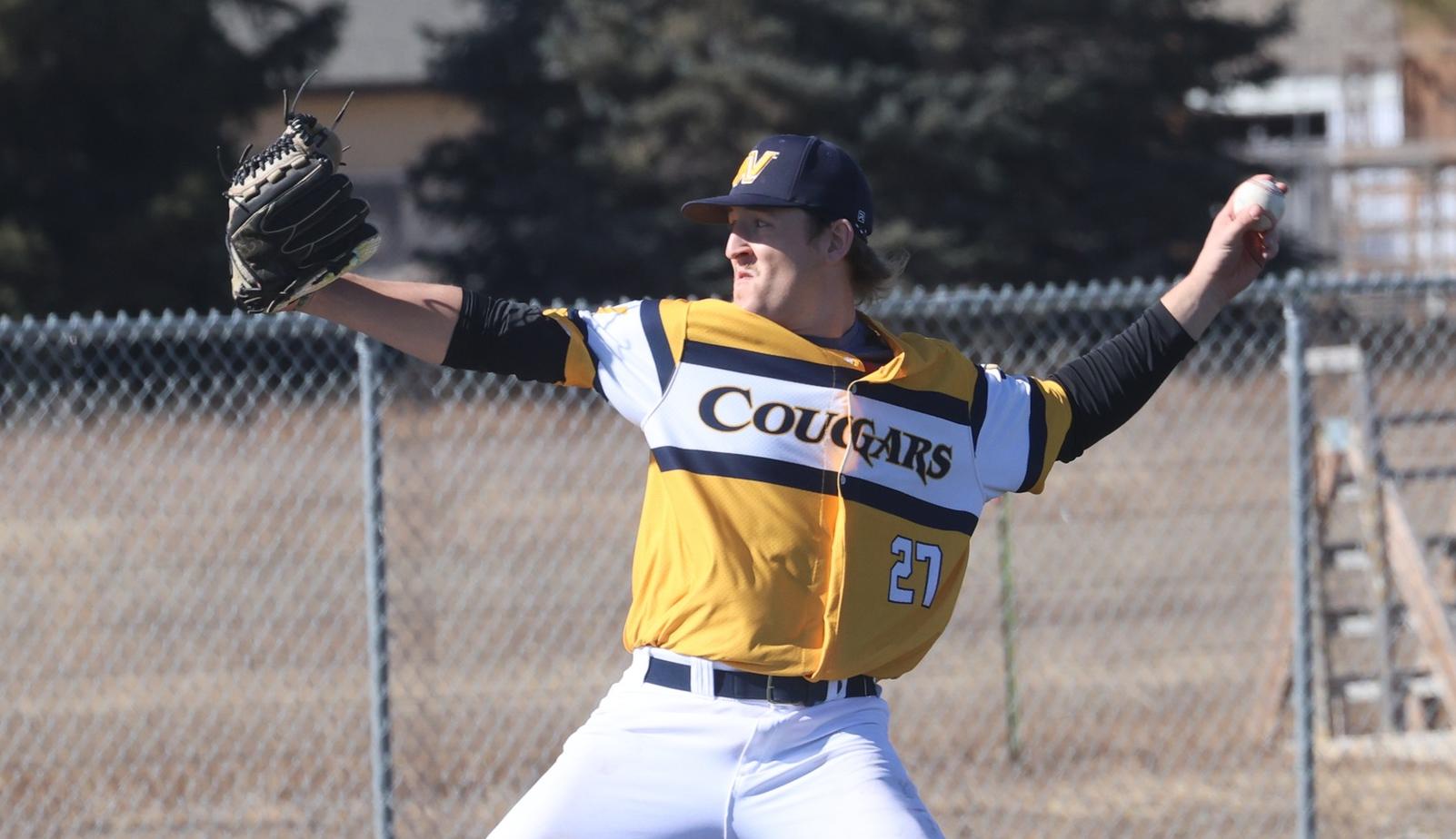 WNCC pitcher Matthew Hazzard delivers a pitch in the first game of a doubleheader against Miles on Monday.
