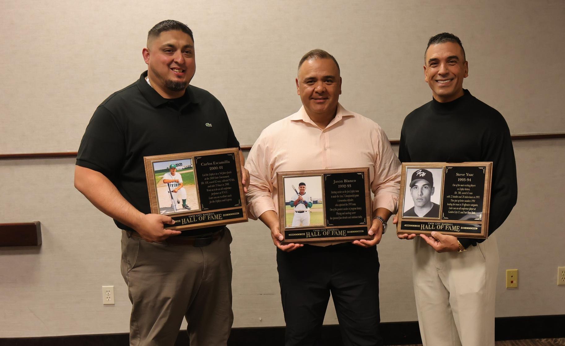 Carlos Escamilla (on the left) with the other two WESTCO Zephyr Hall of Fame Inductees Jason Blanco and Steve Ysac at their banquet on Friday.