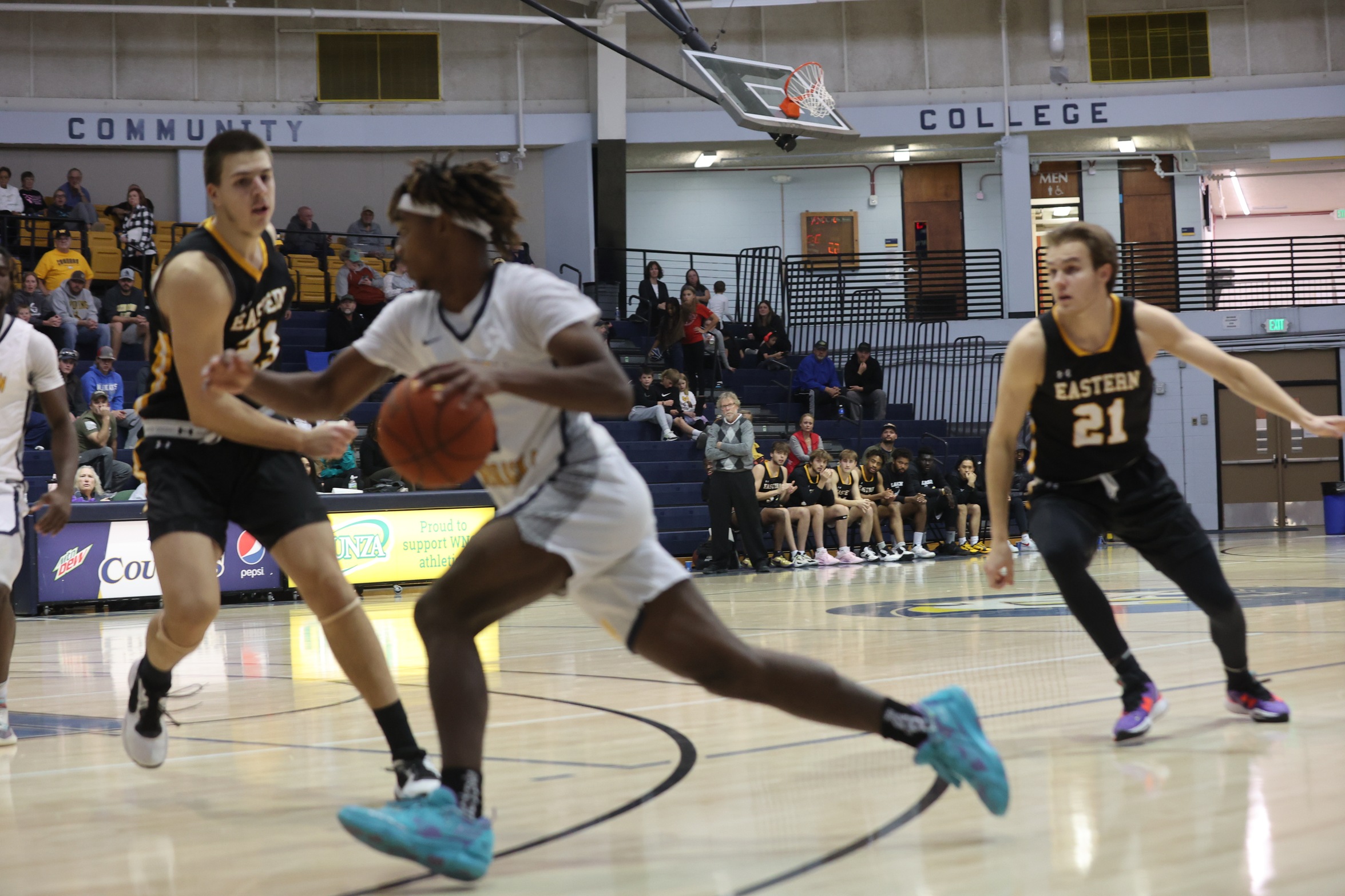 Biko drives to the bucket