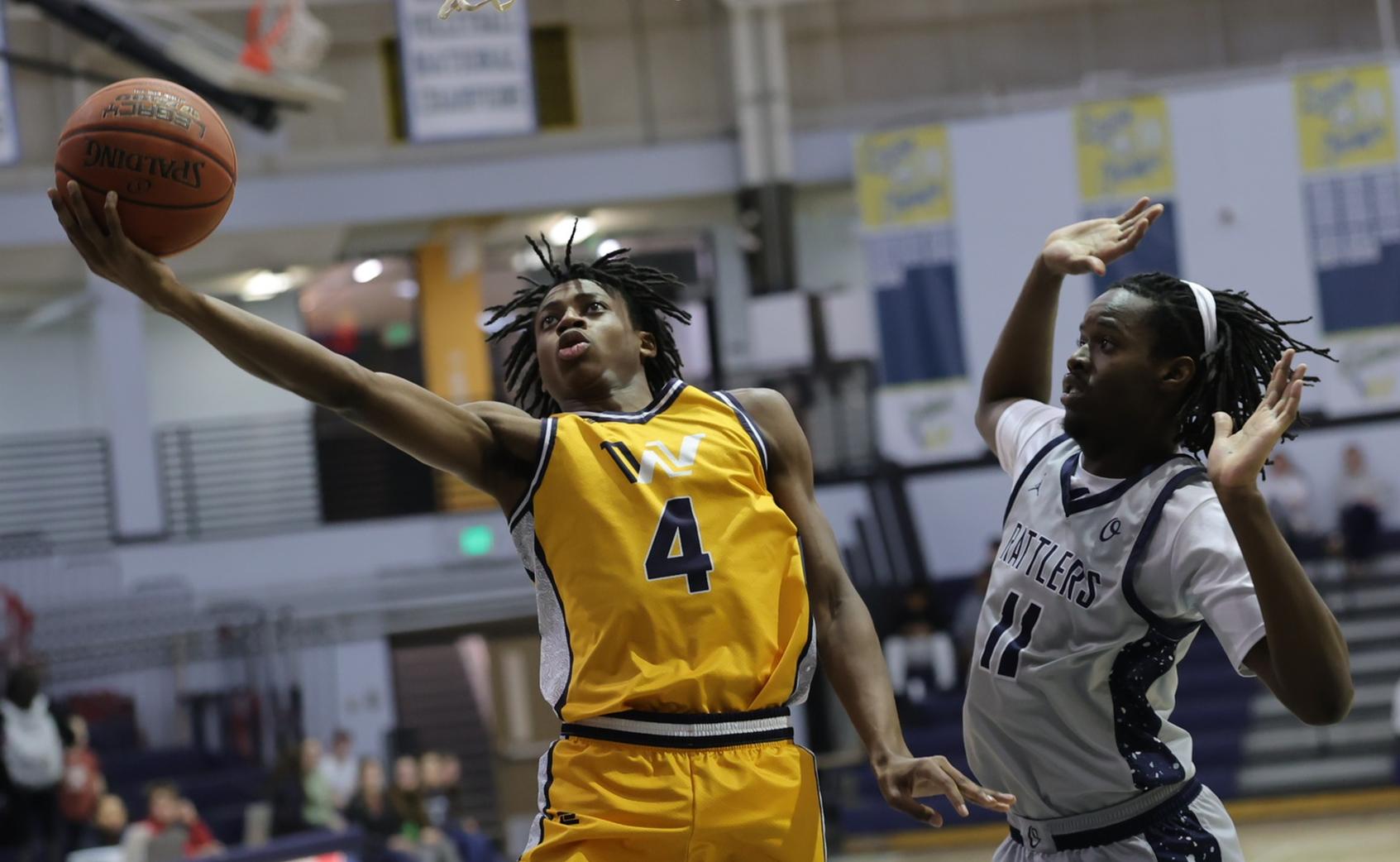 Isaiah St. Preux goes up for a driving lay-up in the first half against Otero. WNCC got the win.