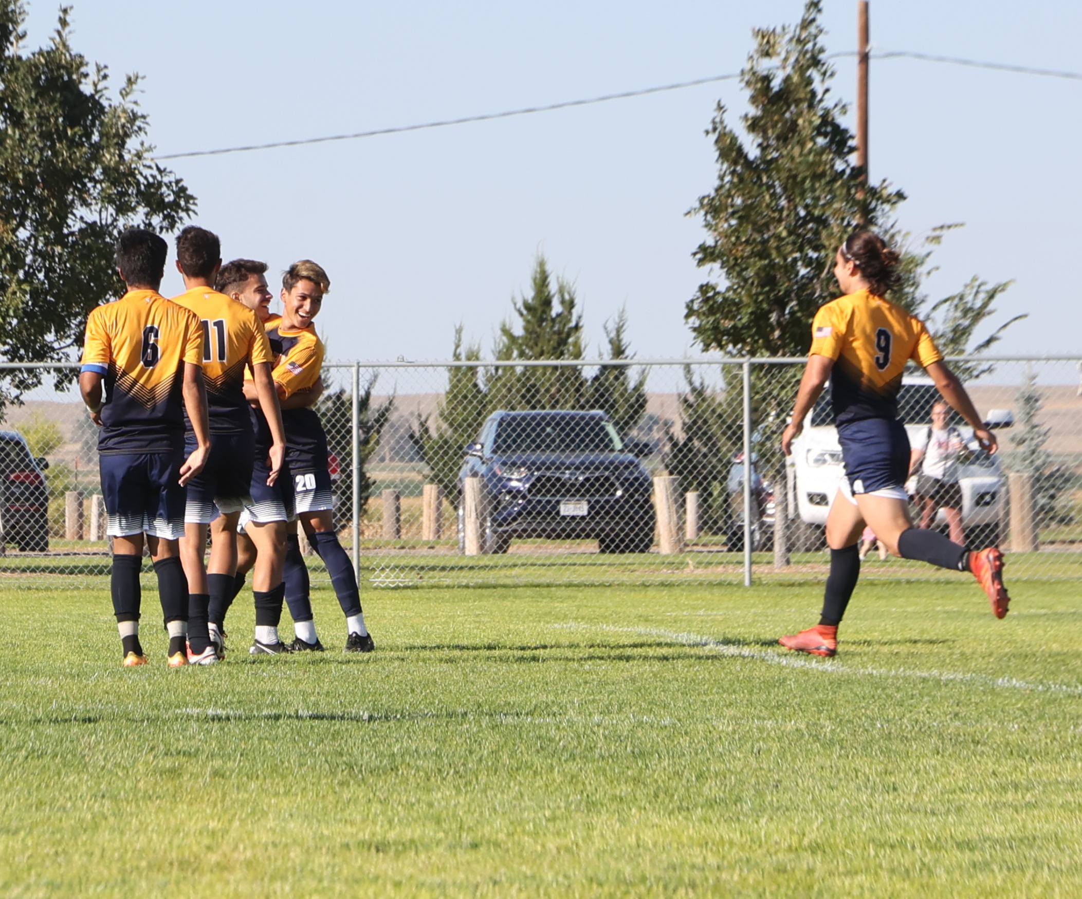 Going in to celebrate a goal with the team.