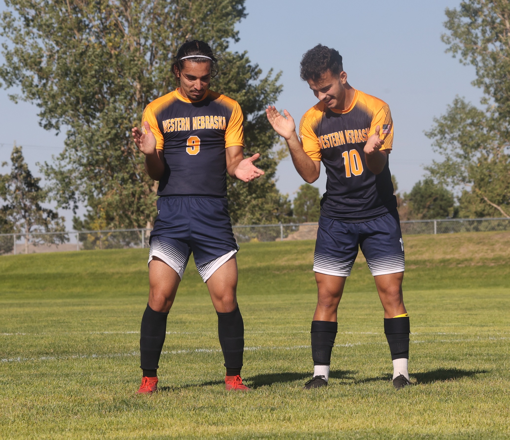 Rodrigo Cercal, 9, celebrates a goal during a match.