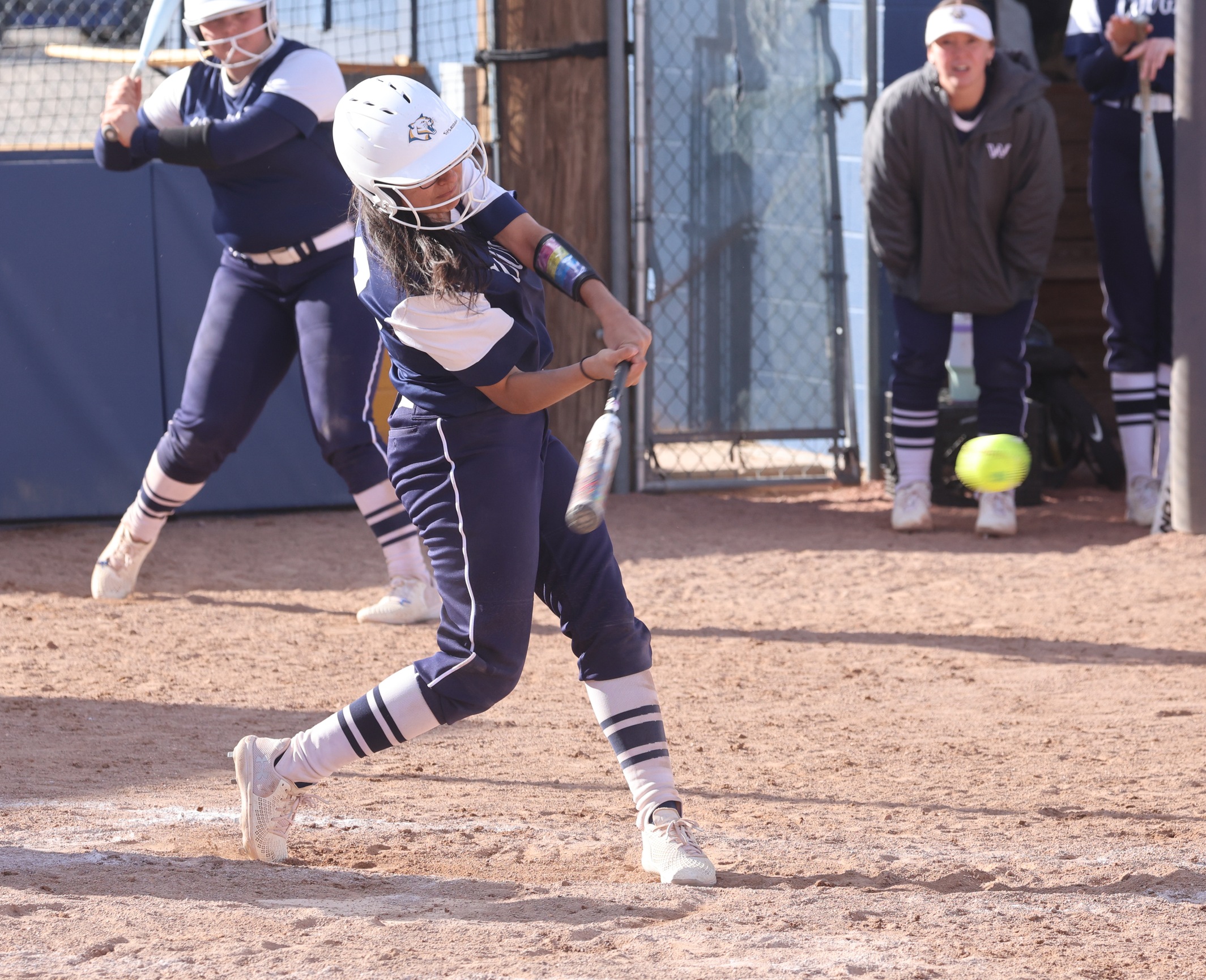 Faythe Lafirenza gets a hit in game two of their game with Miles. Lafirenza went 7-for-8 in the two games with three doubles and a triple.