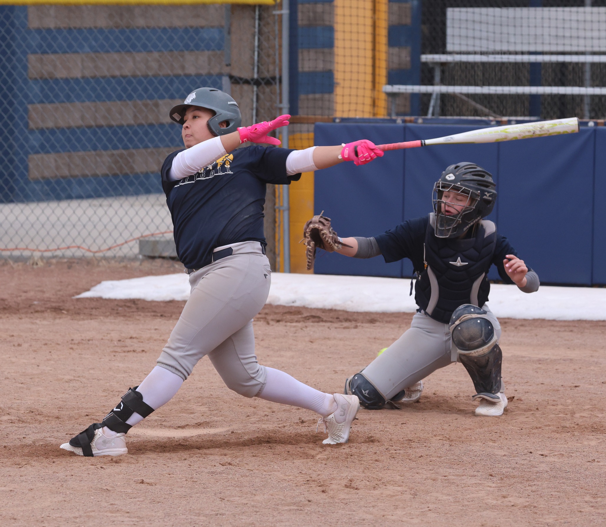 WNCC freshman Tina Horton takes a swing at a pitch in last week's intrasquad scrimmage.