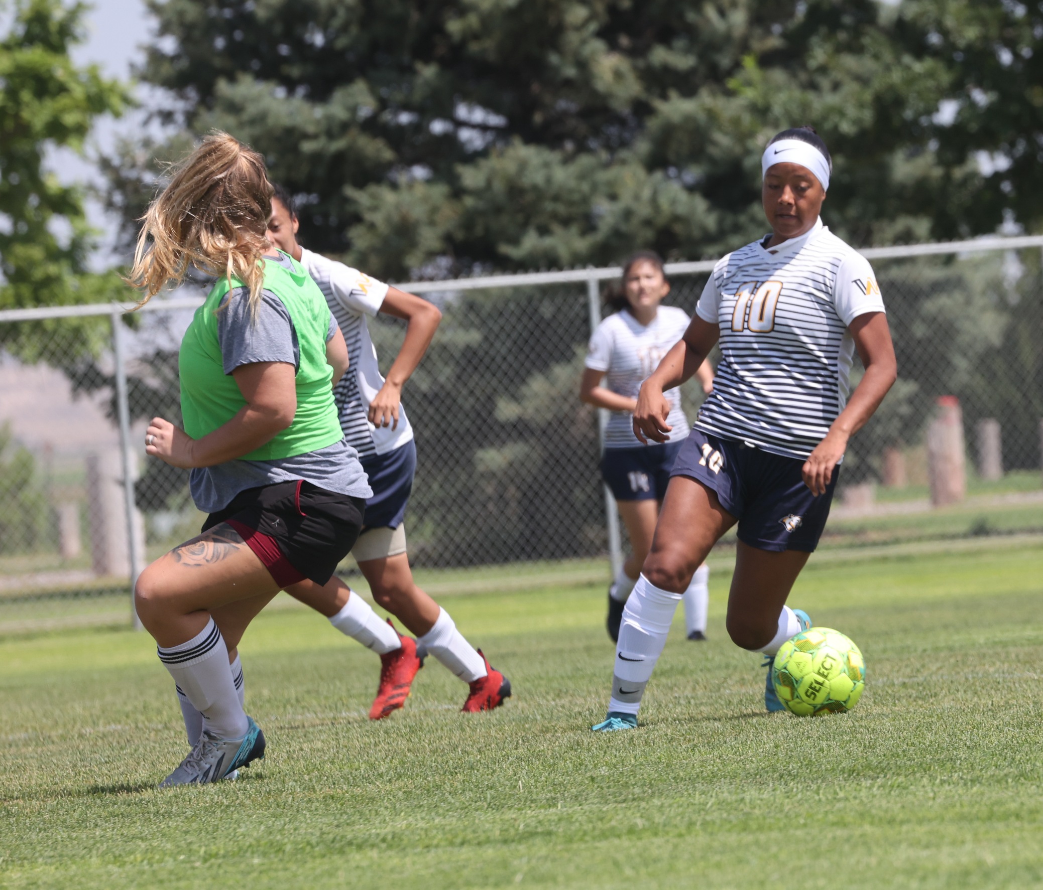 Alumni soccer match action.