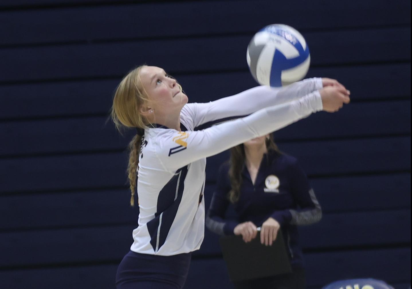 Megan Bewley passes the ball.