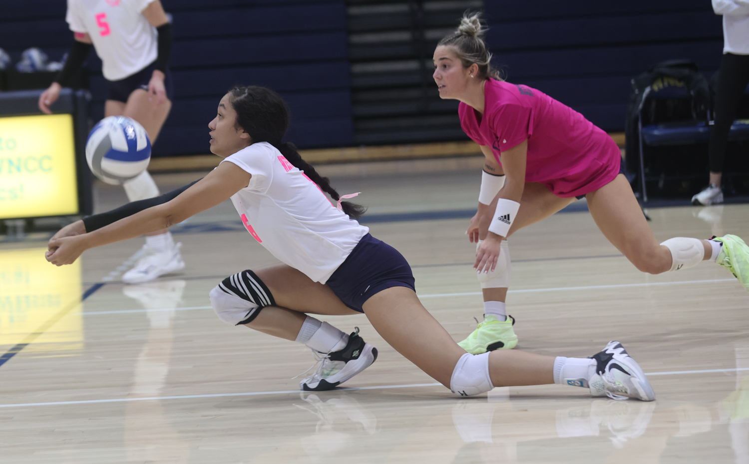 Digging up a ball during the Lamar match.