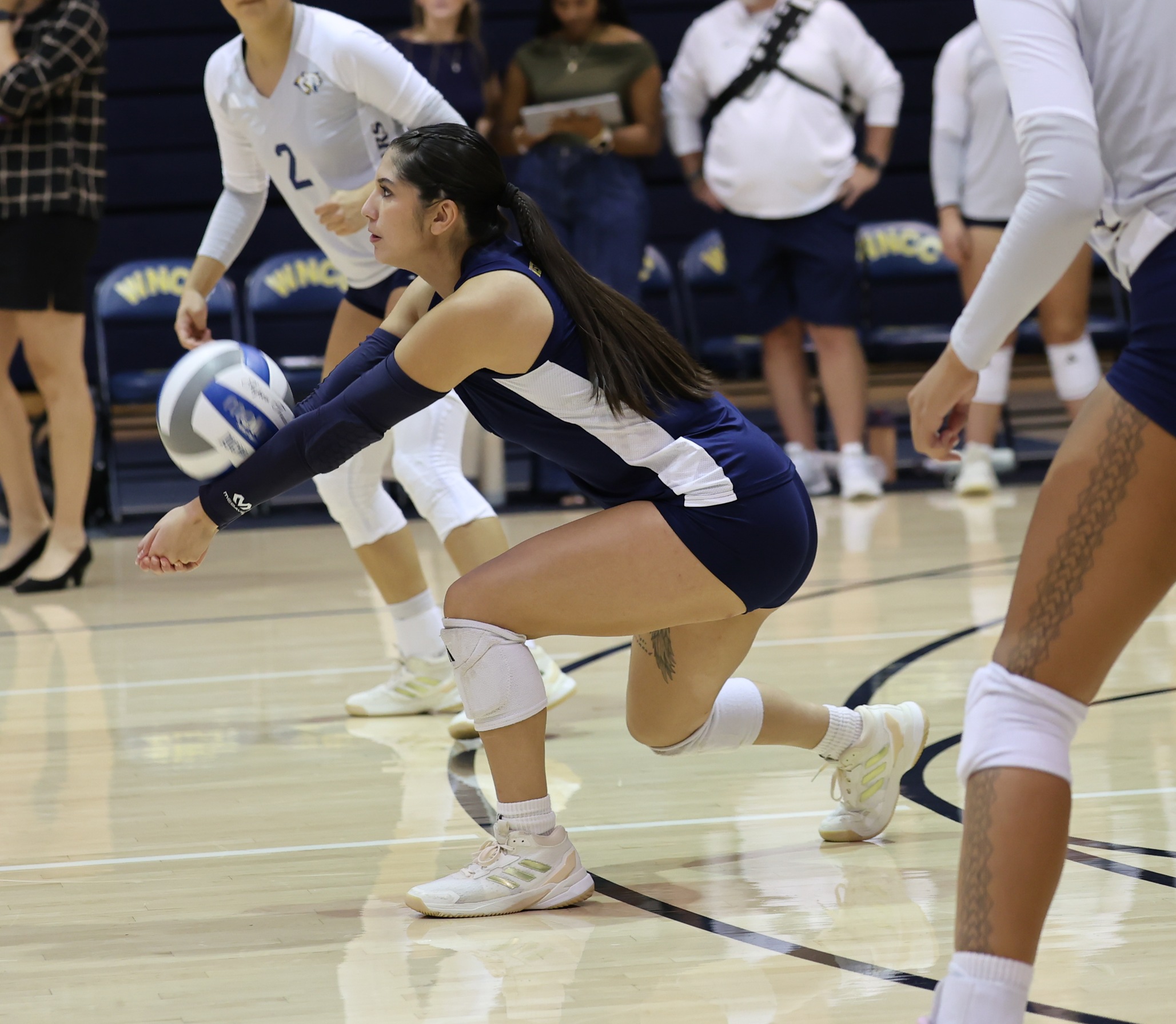 Alex Gonzalez-Orozco digs up a kill during a game with Lamar at Cougar Palace earlier this season.